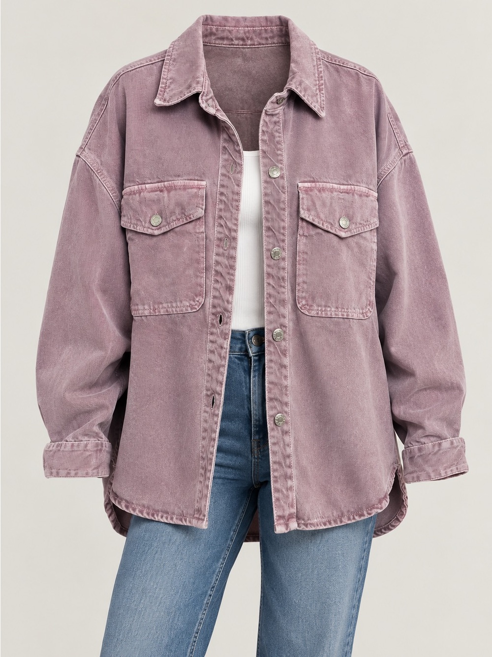 Zara Women’s Oversize Jean Jacket - Light Purple - XL